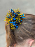 Blue & Gold Tinsel Scrunchies